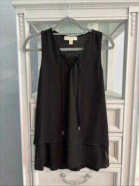 MICHAEL Michael Kors Black Sleeveless Lace-Up Layered Blouse